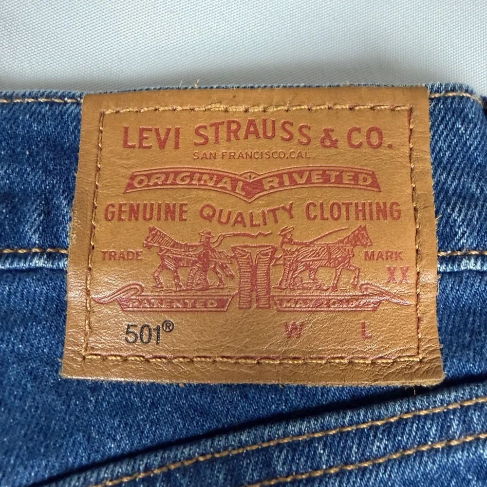 Levis 501‎ Original Fit Straight Leg Blue Denim Button Fly Jeans Mens 29x32